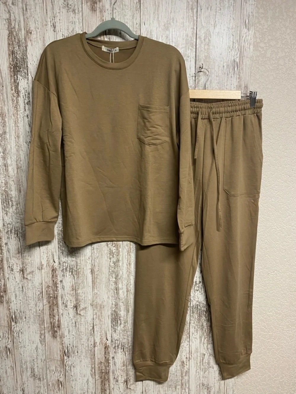 Cozy Two-Piece Lounge Set in khaki